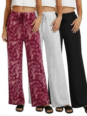 Realessentials 3 Pack Wide Leg Palazzo Lounge Pajama Pants Size 2X NWOT